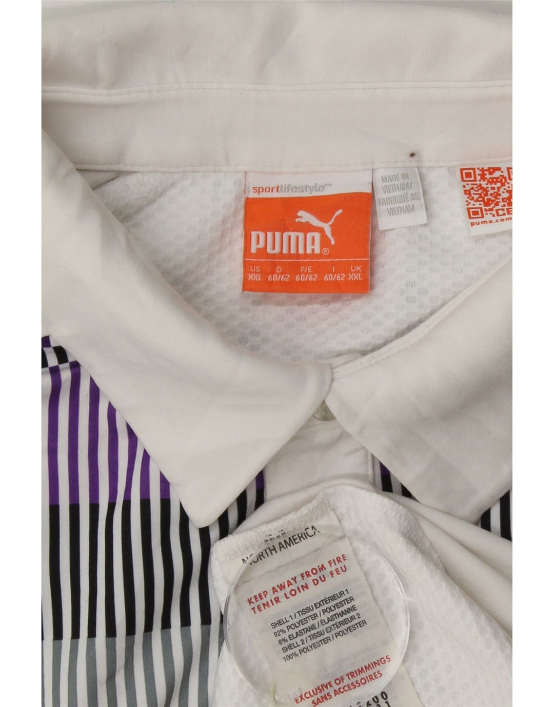 PUMA Herren Poloshirt 2XL Weiß Nadelstreifen Polyester