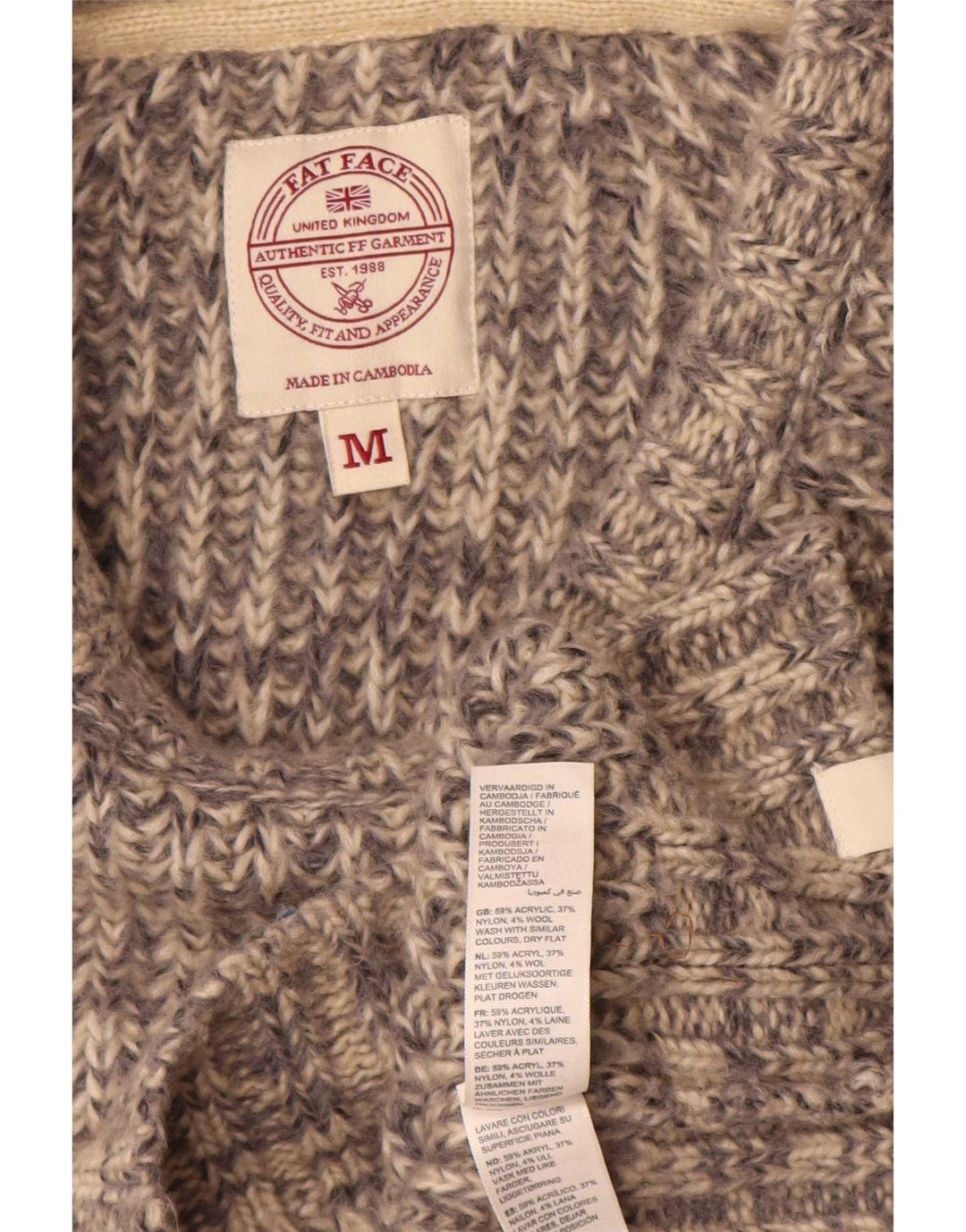 Fat Face Herren-Pullover mit Rundhalsausschnitt, Mittelgrau geflecktes Acryl