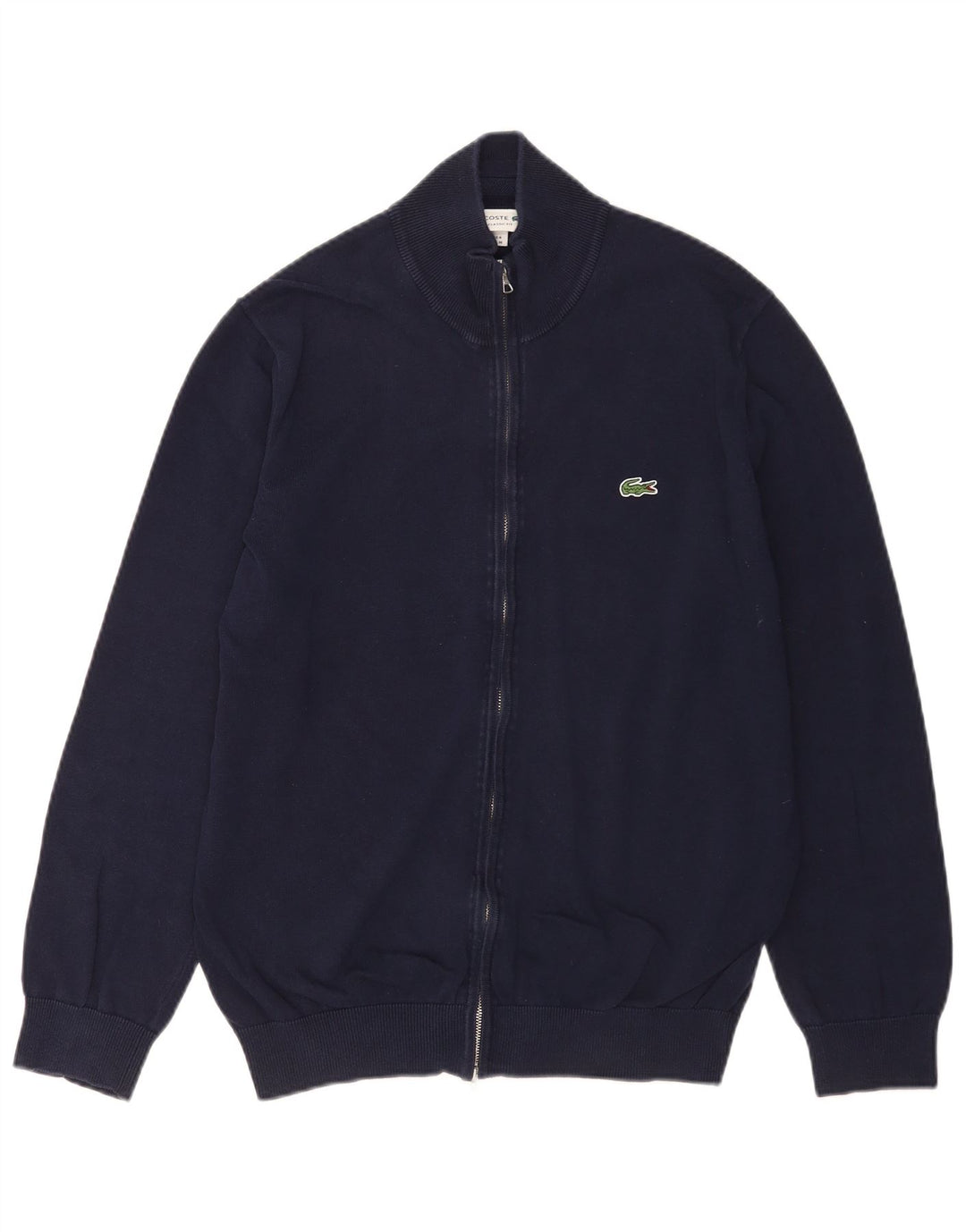 Lacoste Herren-Strickjacke mit klassischer Passform, Größe 4, mittelmarineblaue Baumwolle