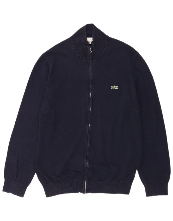Lacoste Herren-Strickjacke mit klassischer Passform, Größe 4, mittelmarineblaue Baumwolle