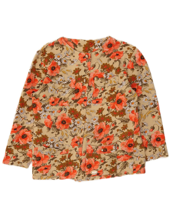 Vintage Damen Utility Jacke IT 42 Medium Mehrfarbige Blumenbaumwolle