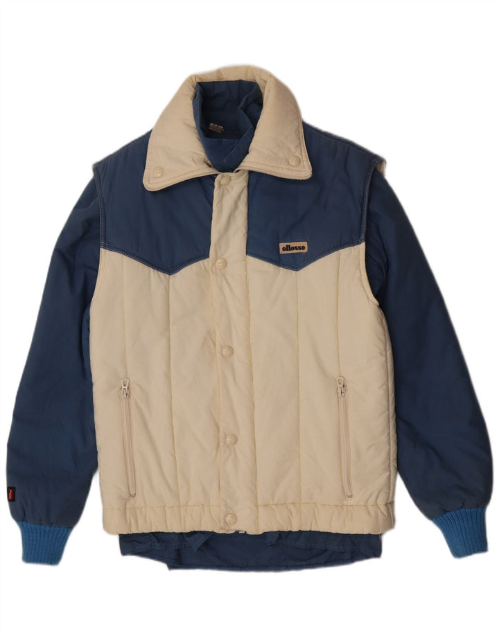 Ellesse Damen Windjacke IT 44 Mittelblaue Colourblock-Baumwolle