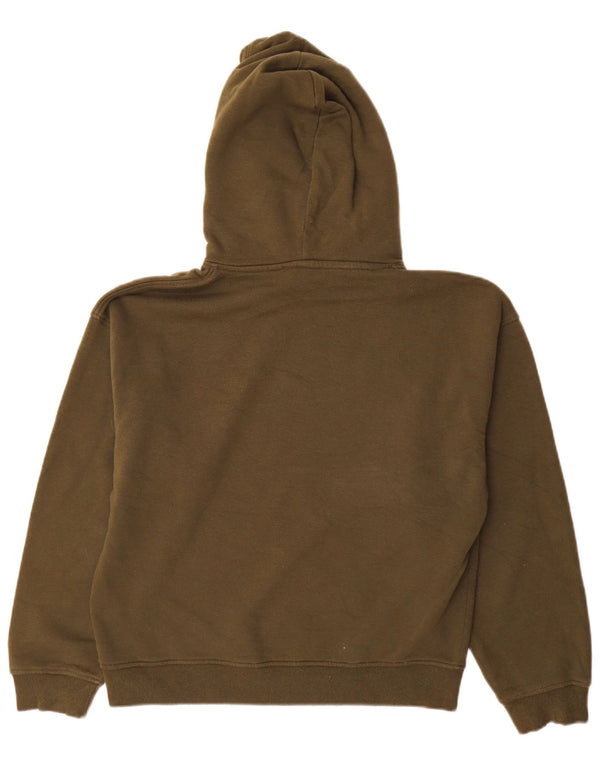 Zara Damen Übergroßer Kapuzenpullover UK 10 Small Khaki Baumwolle