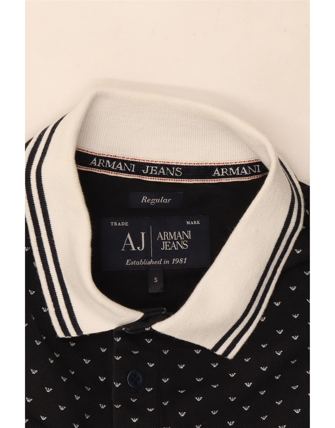 Armani Herren Regular Poloshirt Small Schwarz gefleckte Baumwolle