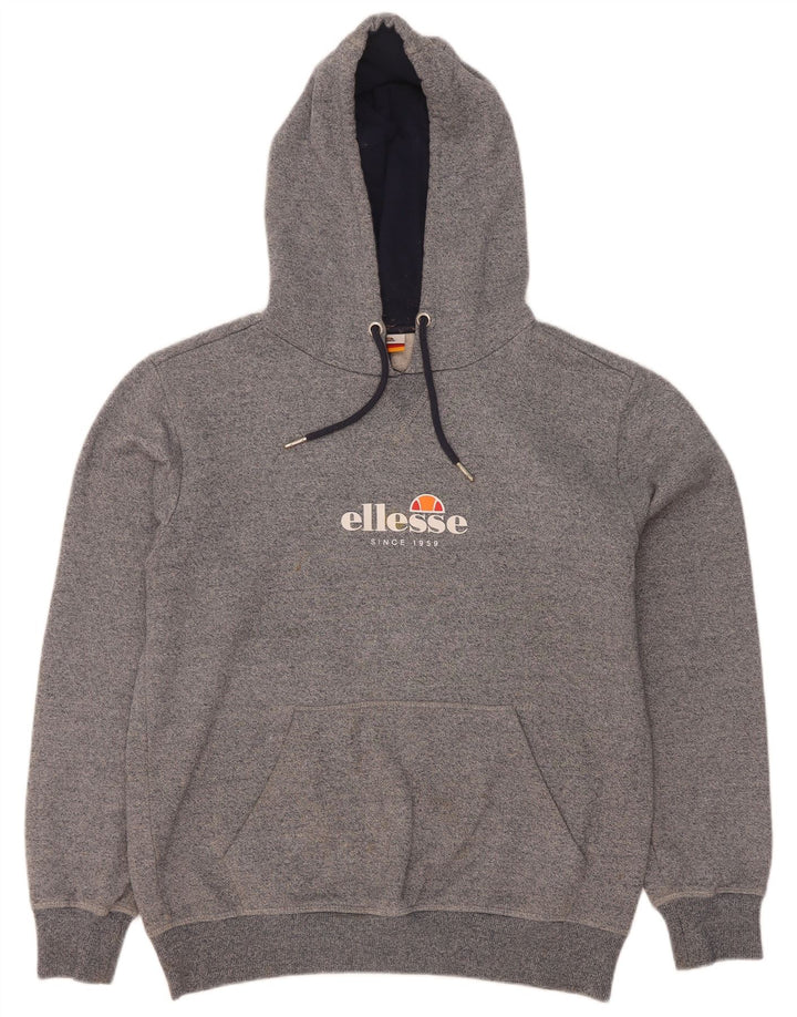 Ellesse Herren-Kapuzenpullover mit Grafik, mittelgrau gesprenkelte Baumwolle