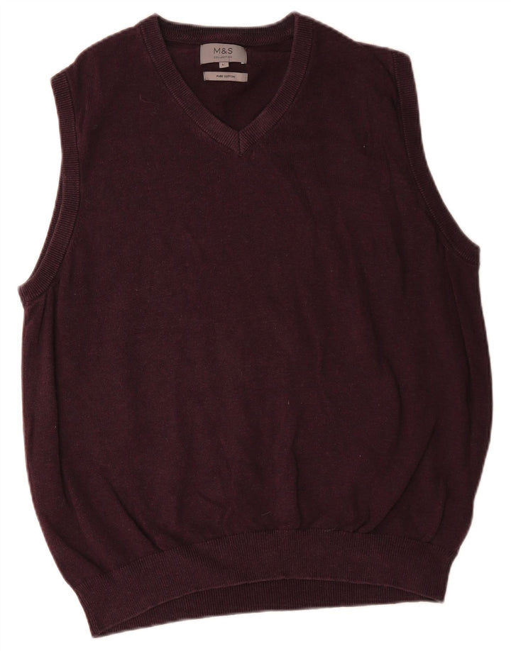 Marks & Spencer Herren-Weste, Tanktop, Größe L, Lila, Baumwolle