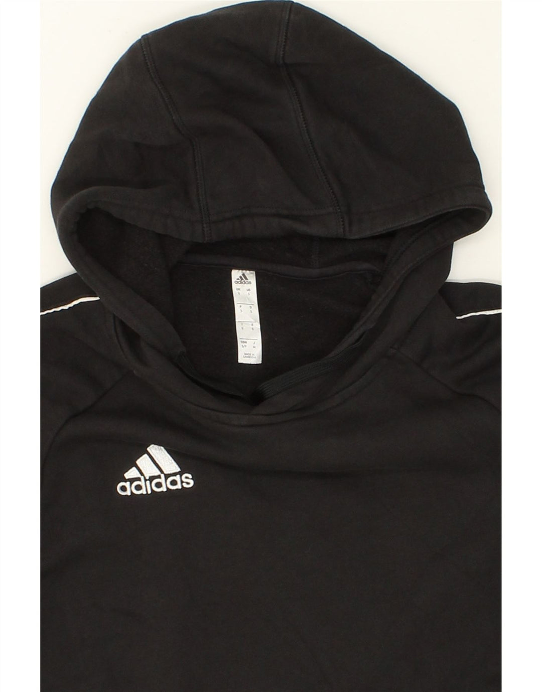 ADIDAS Mens Hoodie Jumper Small Black Cotton Vintage Adidas and Second-Hand Adidas from Messina Hembry 