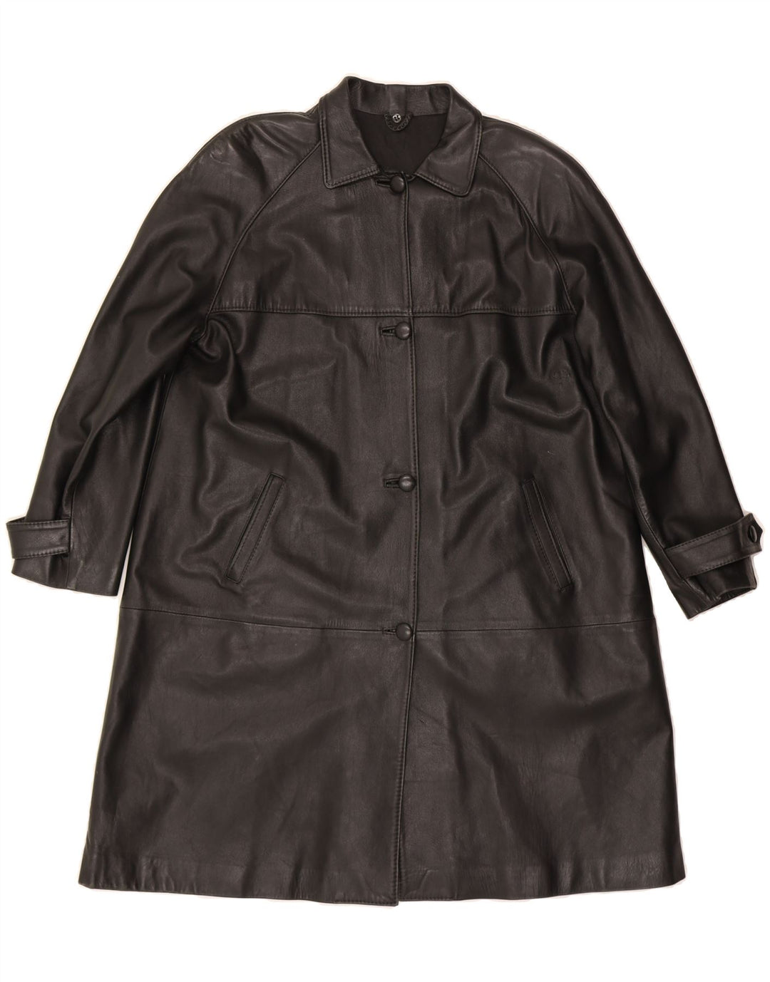 VINTAGE Womens Leather Coat UK 18 XL Black Vintage Vintage and Second-Hand Vintage from Messina Hembry 