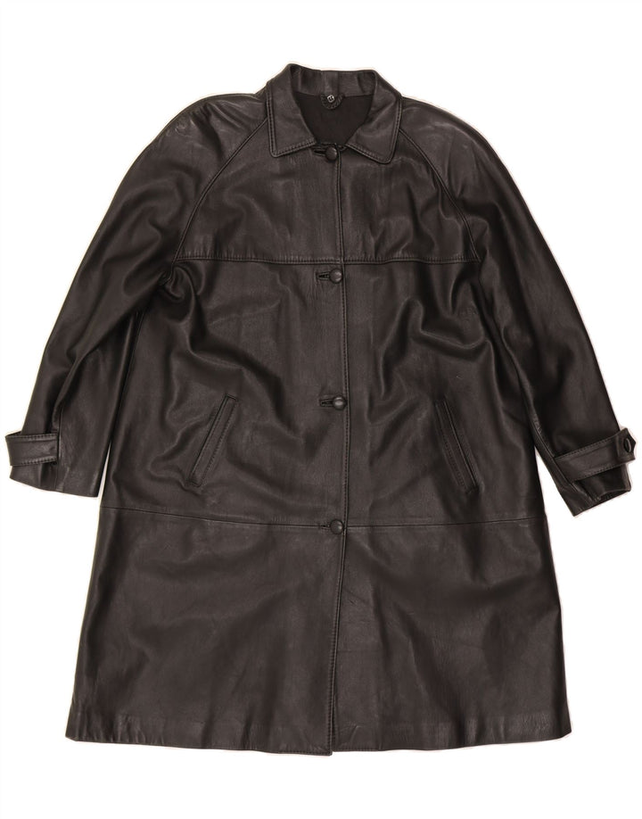 VINTAGE Womens Leather Coat UK 18 XL Black Vintage Vintage and Second-Hand Vintage from Messina Hembry 