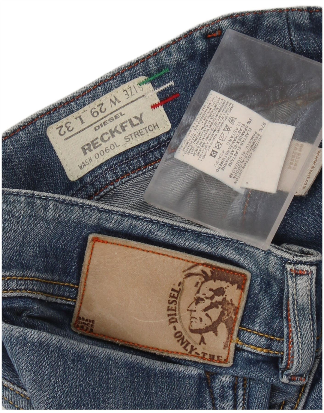 DIESEL Damen Reckfly Straight Jeans W29 L32 Blaue Baumwolle