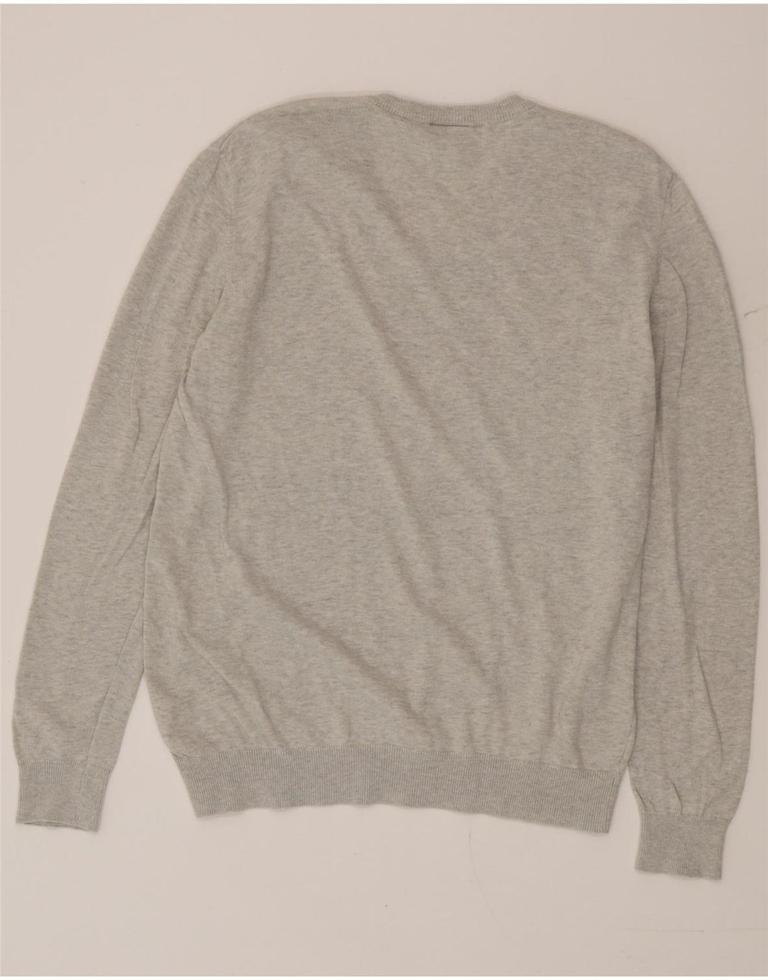 Lacoste Herren-Pullover mit V-Ausschnitt, Größe 5, große grau gefleckte Baumwolle