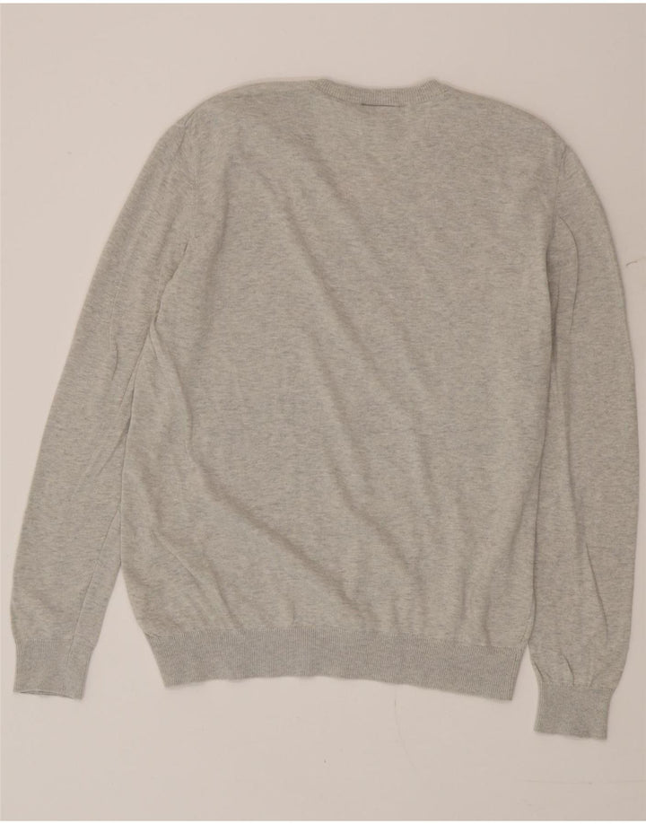 Lacoste Herren-Pullover mit V-Ausschnitt, Größe 5, große grau gefleckte Baumwolle
