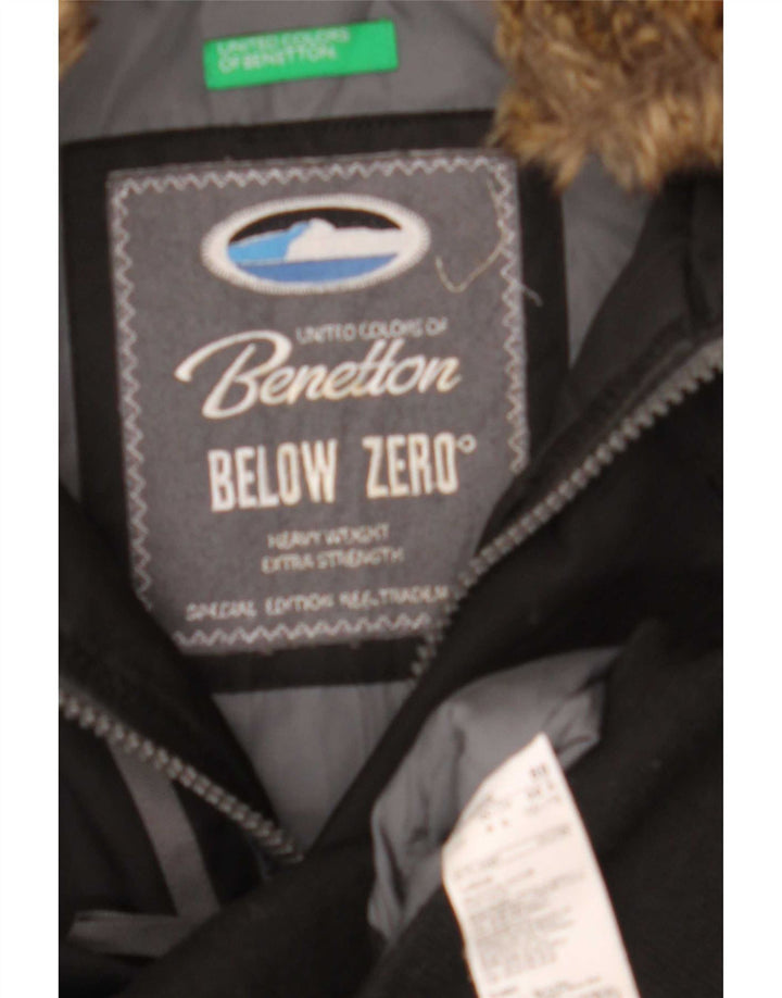 Benetton Herren-Jacke mit Kapuze, gepolstert, IT 50, Größe L, Schwarz