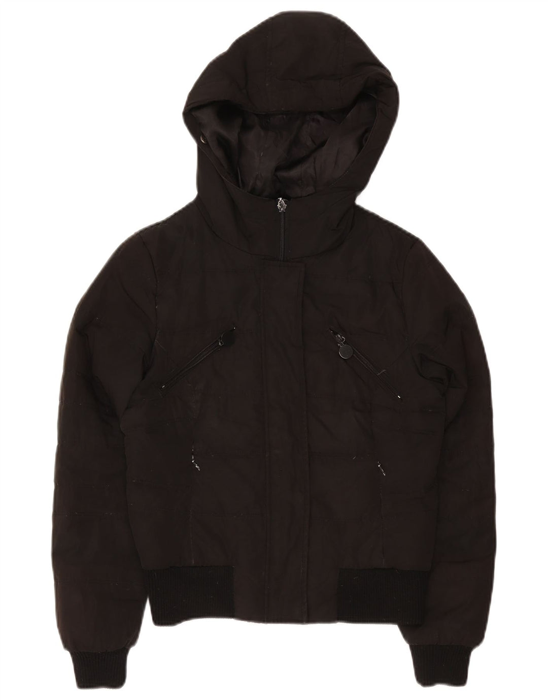 Zara Damen-Jacke mit Kapuze, gepolstert, Gr. 10, Größe S, Schwarz