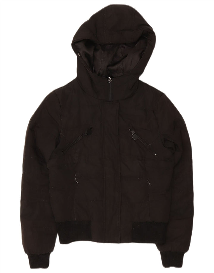 Zara Damen-Jacke mit Kapuze, gepolstert, Gr. 10, Größe S, Schwarz