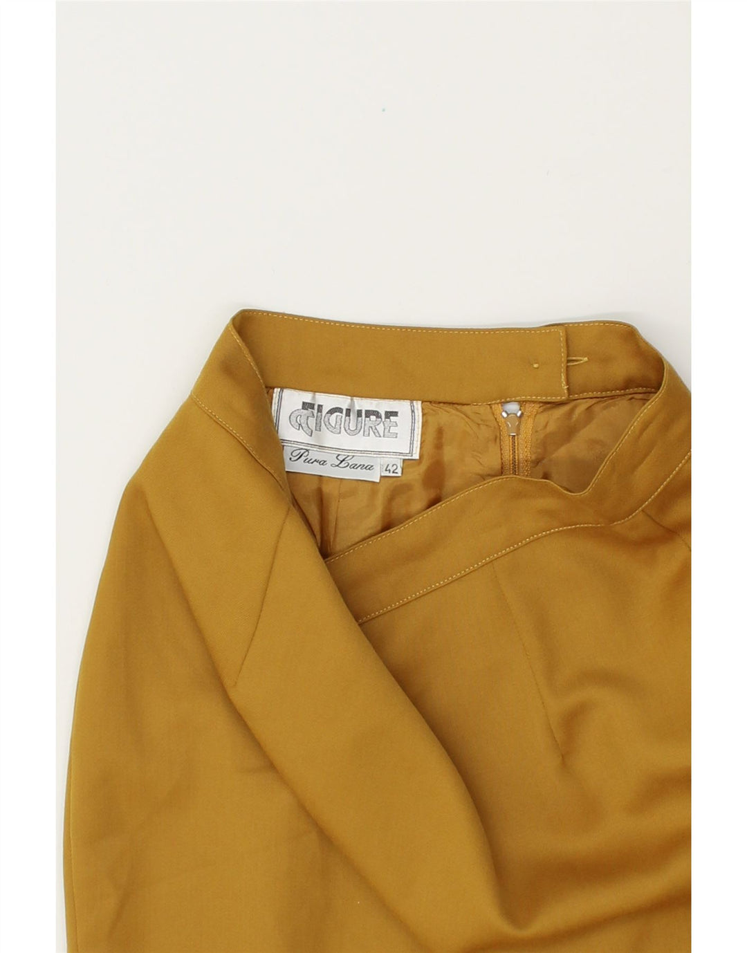 FIGURE Womens Pencil Skirt IT 42 Medium W28 Yellow Wool Vintage Figure and Second-Hand Figure from Messina Hembry 