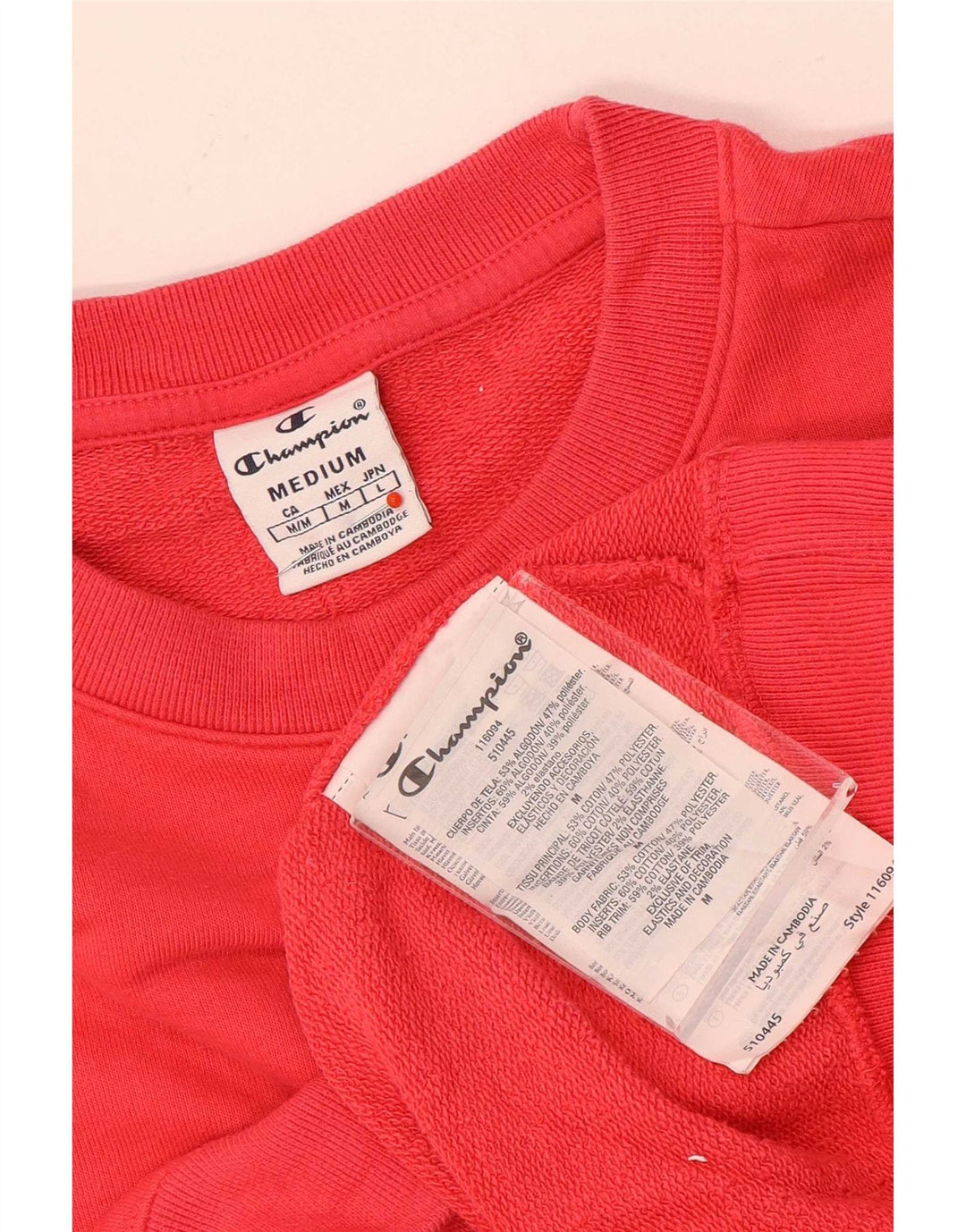 Champion Womens Graphic Crop Sweatshirt Pullover UK 14 Mittelrote Baumwolle