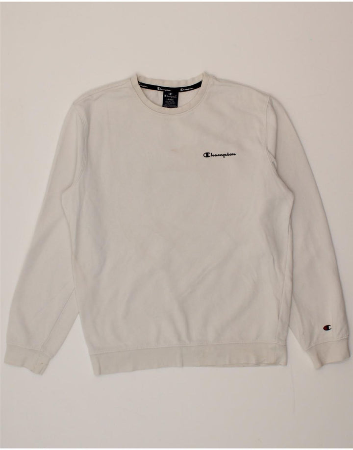 CHAMPION Mens Sweatshirt Jumper Large White Cotton Vintage Champion and Second-Hand Champion from Messina Hembry 