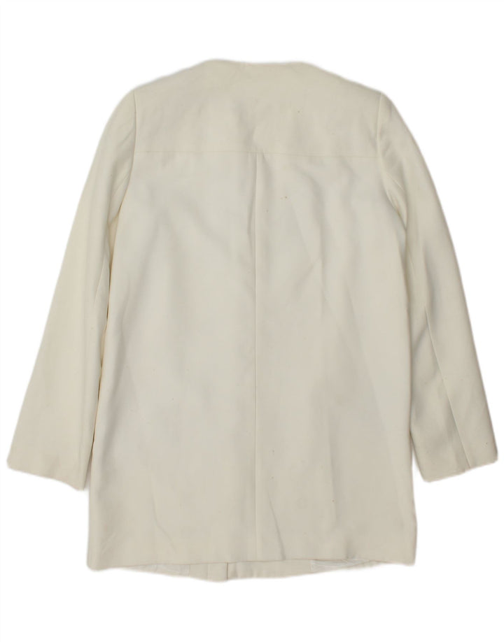 Zara Damen Longline Blazer Jacke UK 14 Mittelweißes Polyester