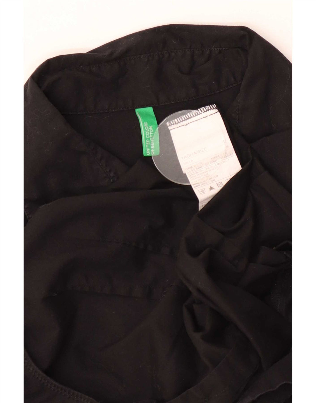 Benetton Damen-Hemd-Body, UK-Größe 44, Größe L, Schwarz, Baumwolle
