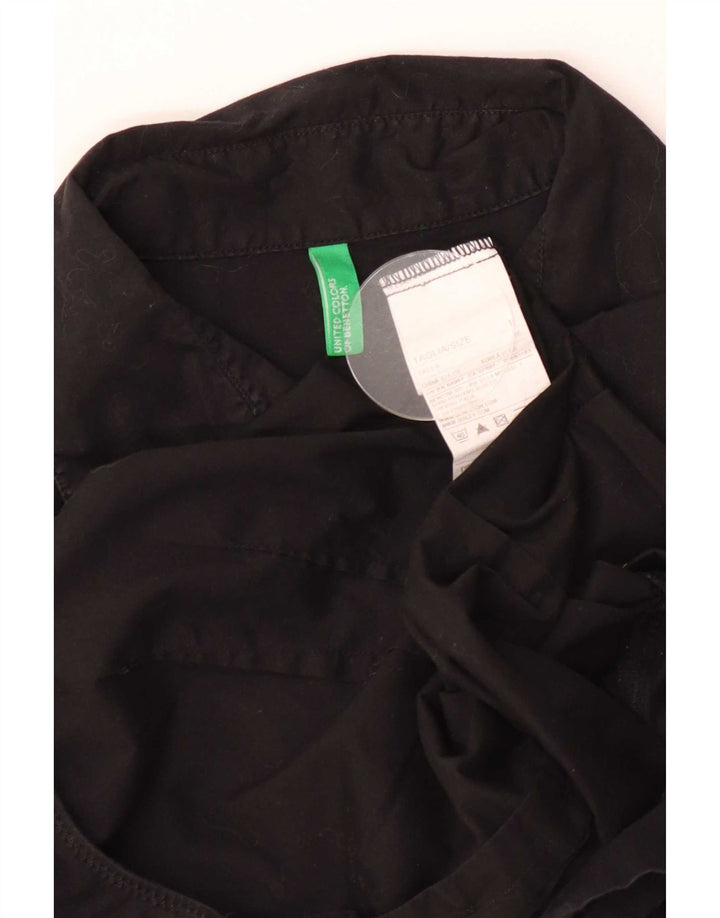 Benetton Damen-Hemd-Body, UK-Größe 44, Größe L, Schwarz, Baumwolle