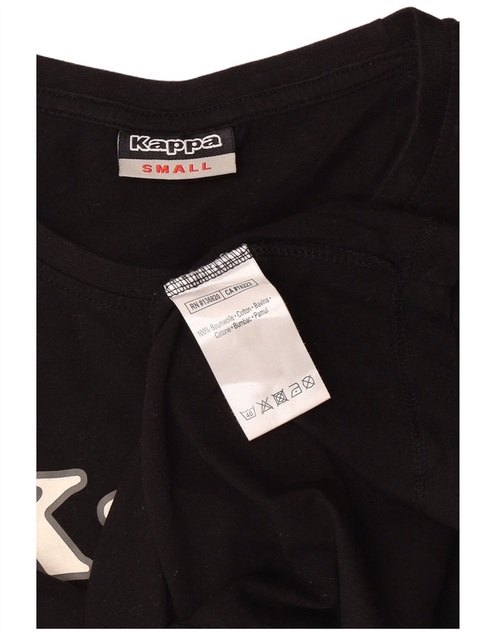 KAPPA Damen Grafik-T-Shirt Top UK 10 Small Schwarz Baumwolle