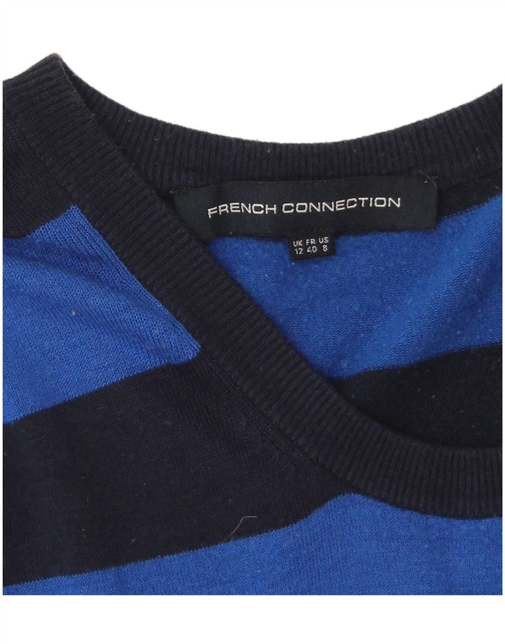 French Connection Damen-Pulloverkleid, Größe 44, Mittelblau gestreift