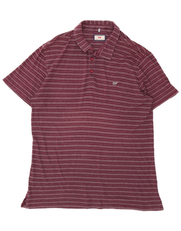 Carrera Herren-Poloshirt mit normaler Passform, XL, burgunderrot, gestreift, Baumwolle