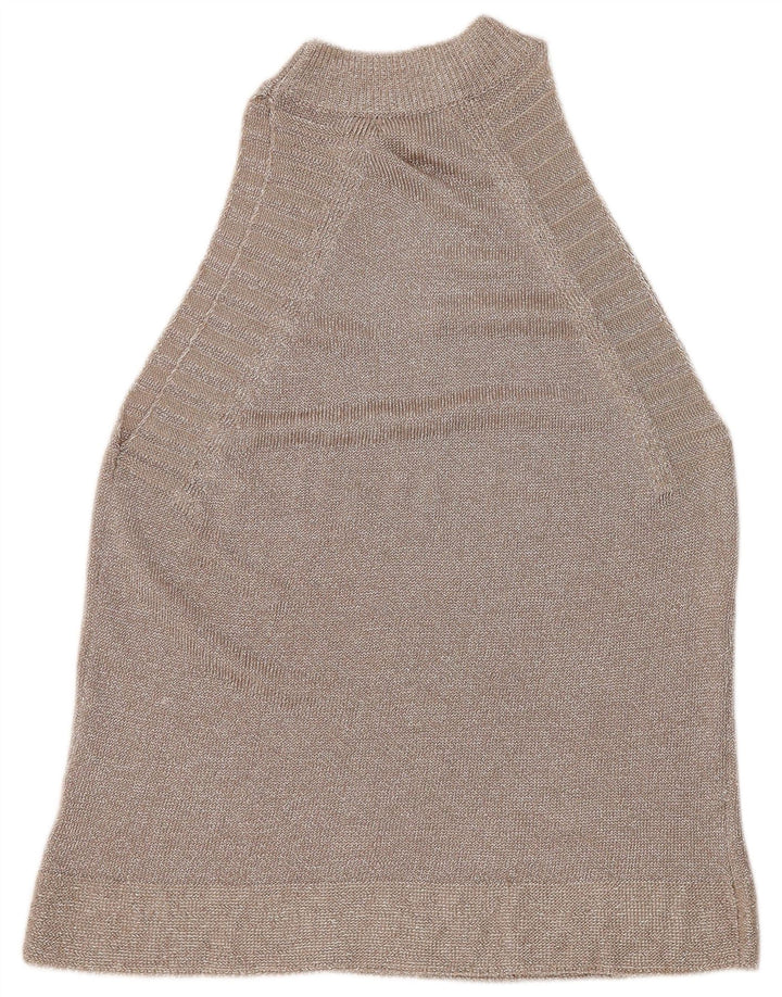 Topshop Damen Neckholder-Top UK 12 Medium Silber