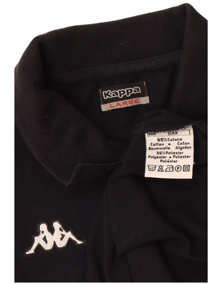 Kappa Herren-Poloshirt, groß, schwarze Baumwolle