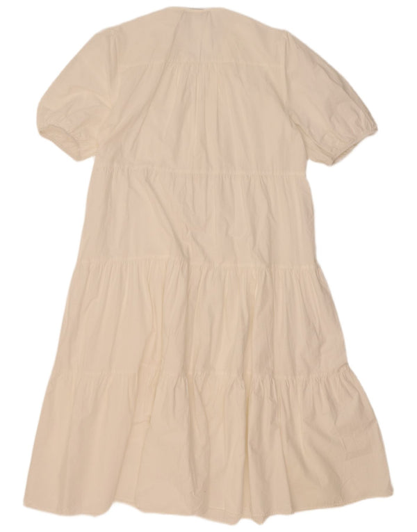 Zara Damen-Stufenkleid UK 14 Mittelweiß