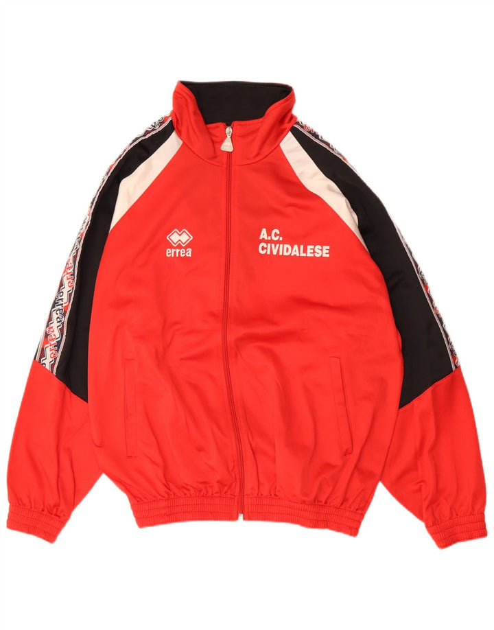 Errea Herren-Trainingsanzug mit Grafik, groß, rotes Farbblock-Polyester