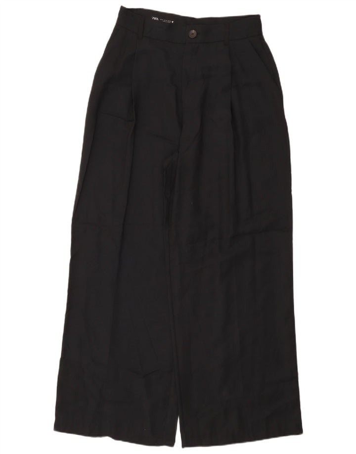 Zara Damen-Chinohose mit weitem Bein, Größe M, W28, L29, Schwarz, Modal