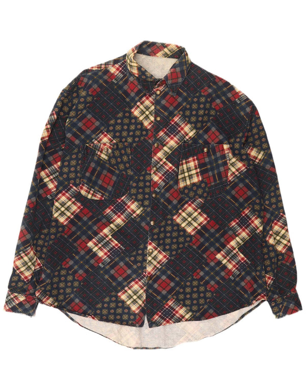 Vintage Herrenhemd 3XL Marineblau Patchwork