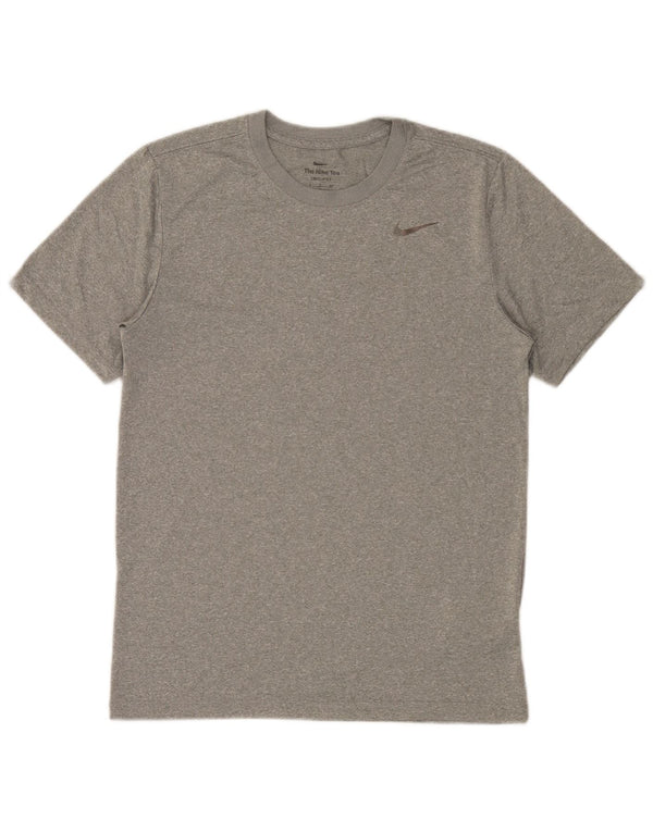 Nike Herren Dri Fit T-Shirt Top Small Grau geflecktes Polyester