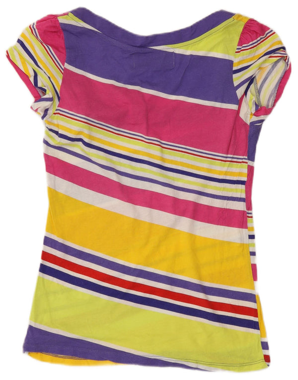 Zara Damen T-Shirt Top UK 12 Medium Mehrfarbig gestreift