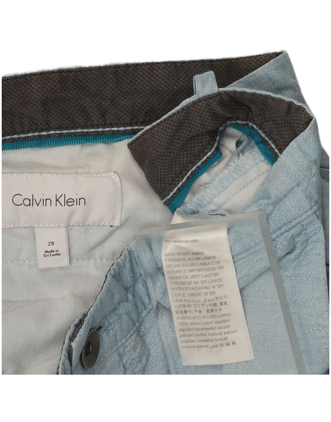 Calvin Klein Herren Chino Shorts W29 Small Blaue Baumwolle