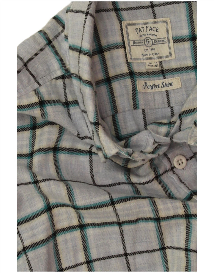 Fat Face Damen-Oversize-Hemd, Gr. 14, groß, blau kariert