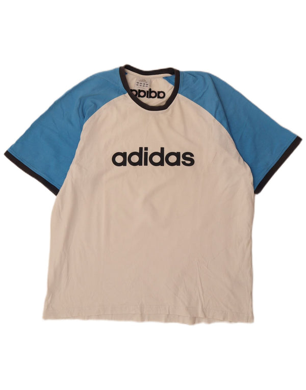 Adidas Herren Grafik T-Shirt Top XL Weiß Colourblock Baumwolle