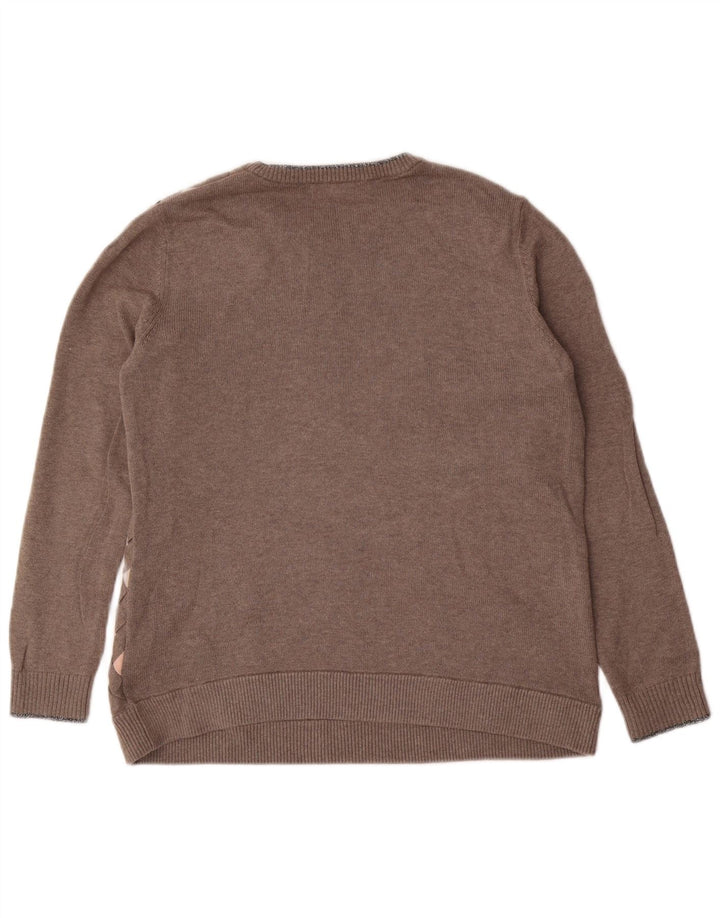 Ted Baker Damen-Pullover mit Rundhalsausschnitt, Größe 3, mittelgrau, Argyle/Diamant