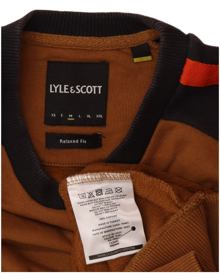 Lyle & Scott Herren-Sweatshirt-Pullover aus mittelbrauner Colourblock-Baumwolle
