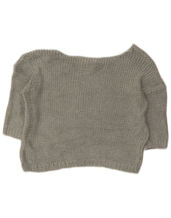 Guess Damen Crop 1/2 Ärmel Pullover mit U-Boot-Ausschnitt, UK 14, Mittelgrün