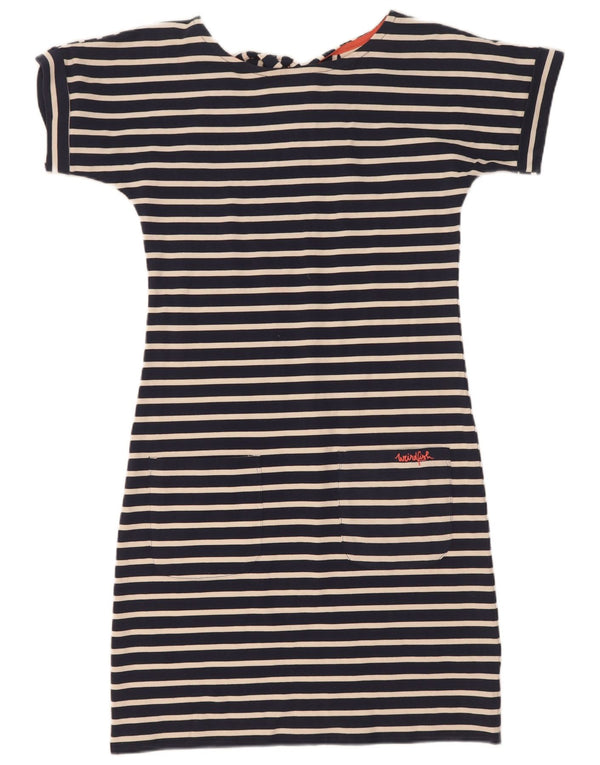 Weird Fish T-Shirt-Kleid für Damen, Größe S, Marineblau, gestreift, Baumwolle