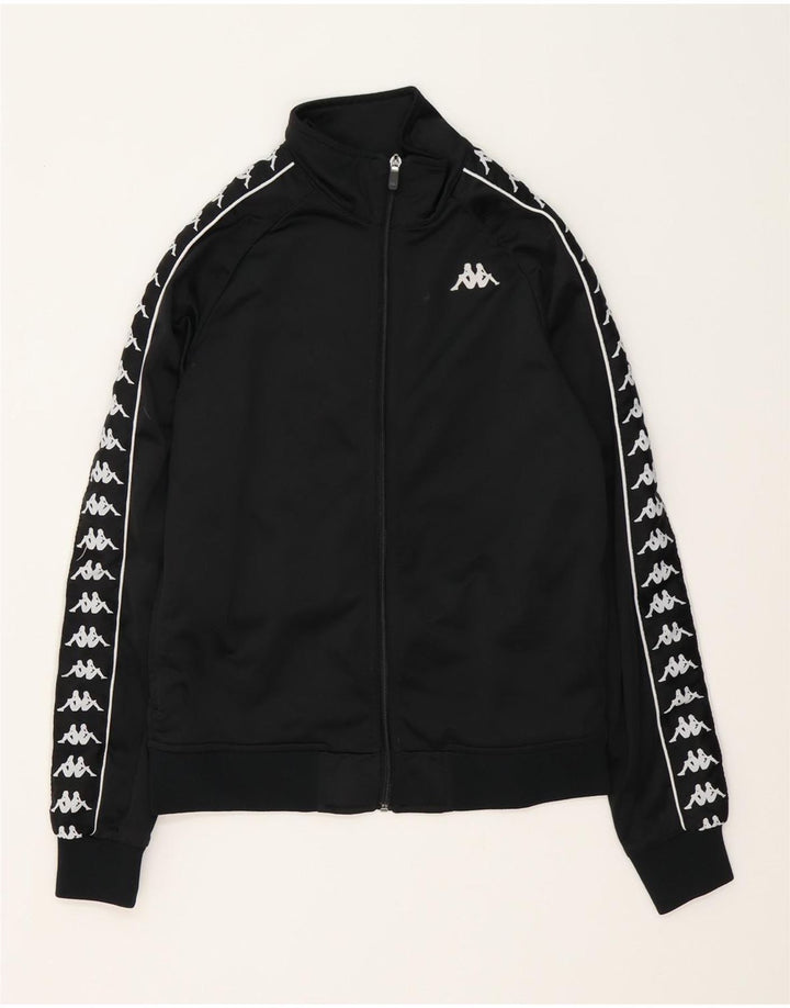 KAPPA Jungen-Trainingsanzugoberteil mit Grafik, 15–16 Jahre, schwarzes Polyester