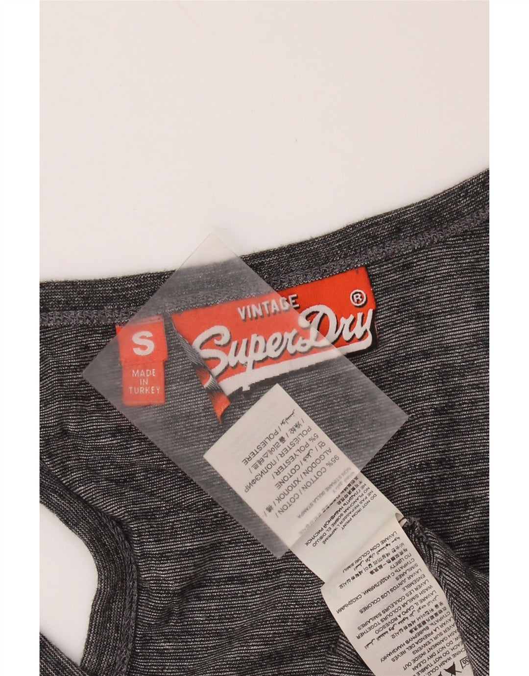 SUPERDRY Grafik-Trägershirt für Damen, UK 10, Größe S, grau gesprenkelte Baumwolle