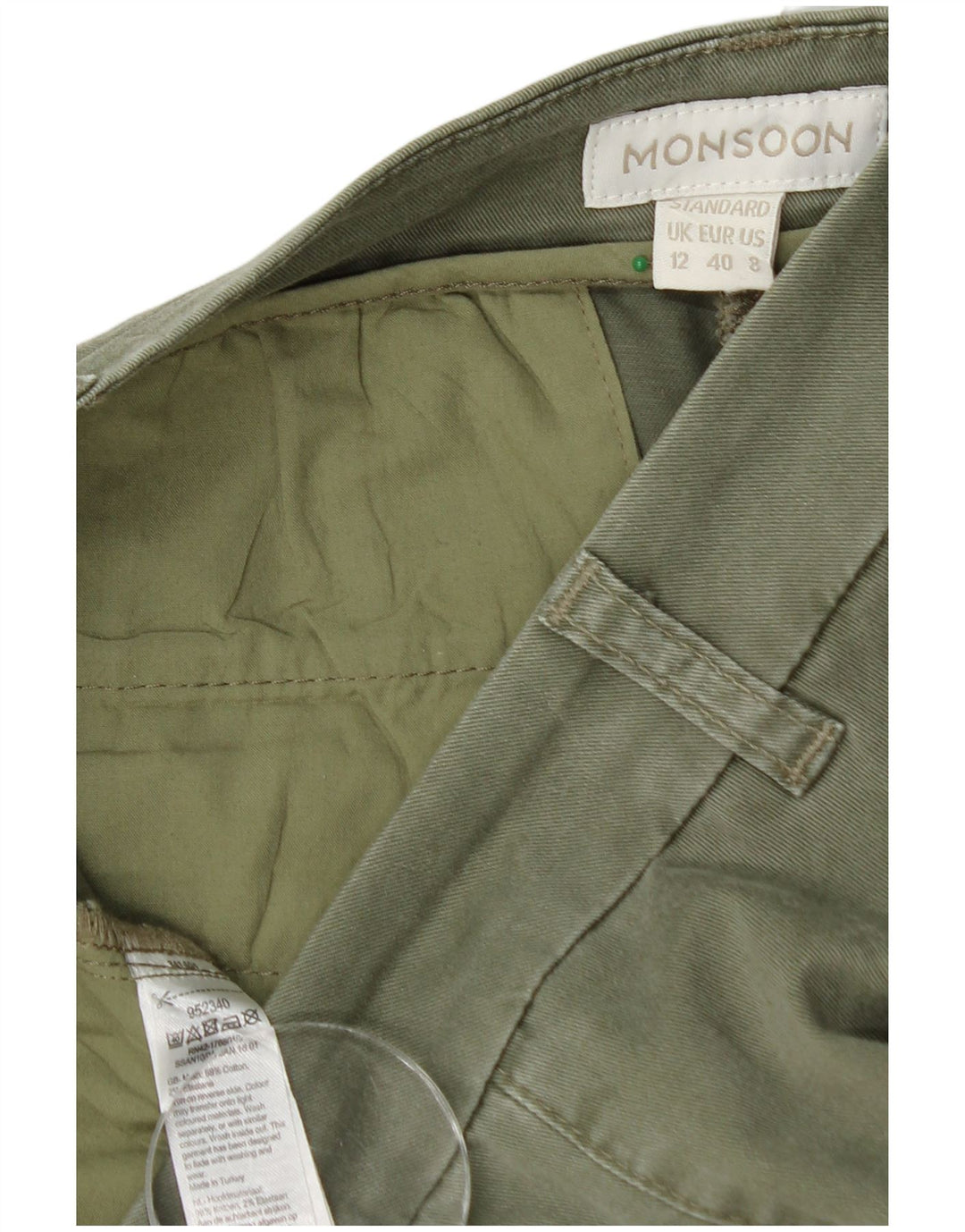 MONSOON Damen Standard Straight Chino Hose UK 12 Medium W32 L28 Khaki
