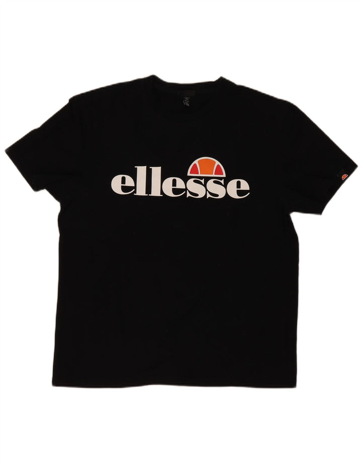 ELLESSE Mens Graphic T-Shirt Top Large Black