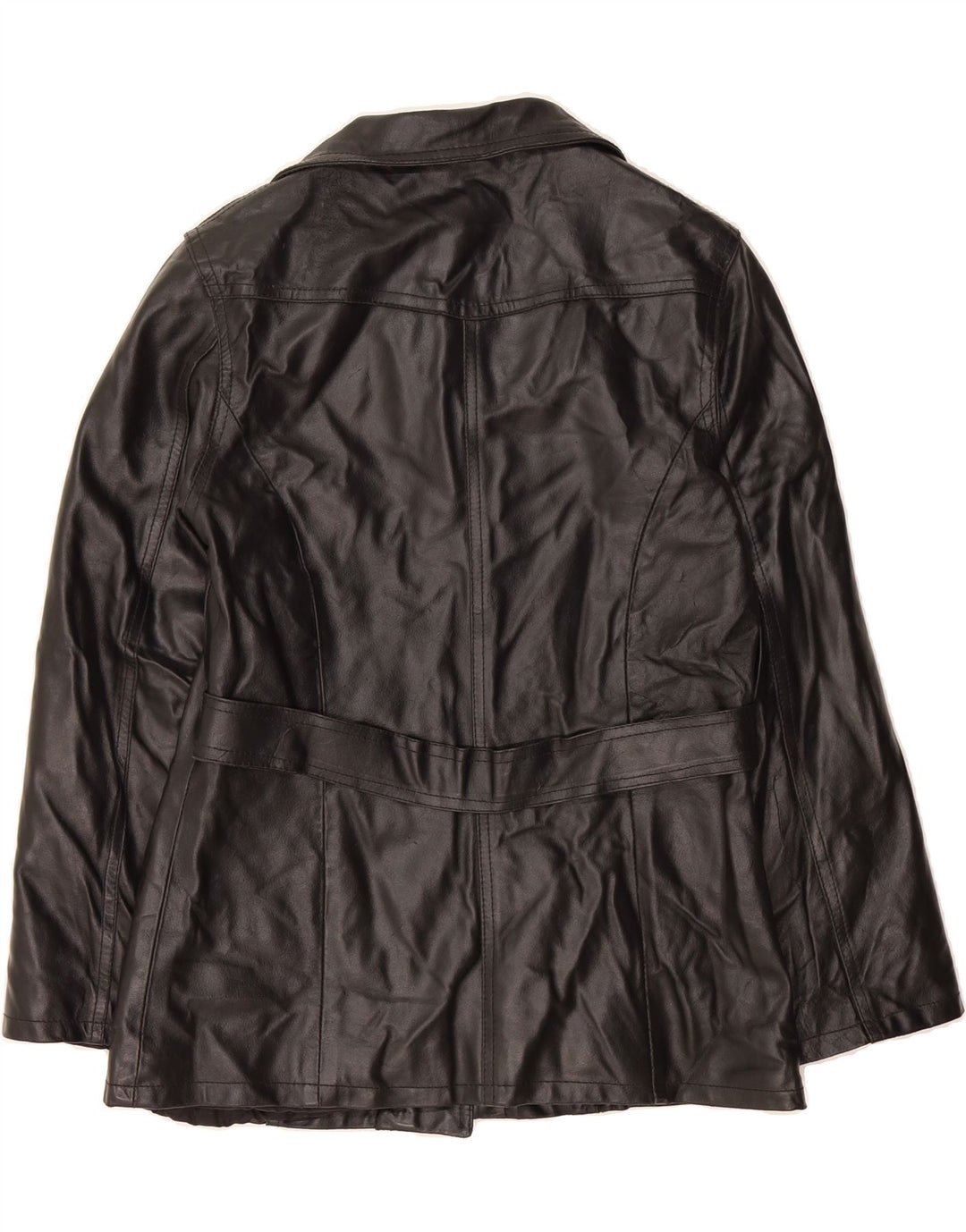 BAYSIDE Womens Oversized Leather Coat UK 10 Small Black Leather Vintage Bayside and Second-Hand Bayside from Messina Hembry 