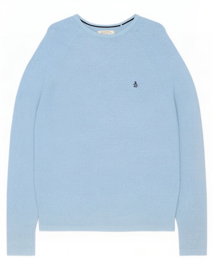 Penguin Herren-Pullover mit U-Boot-Ausschnitt, mittelblaue Baumwolle