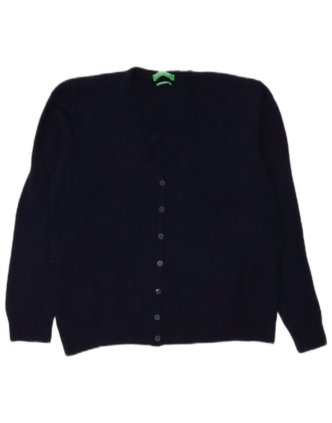 Benetton Damen-Cardigan-Pullover UK 14 Große marineblaue Wolle